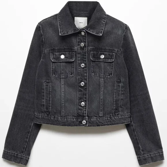 Mango Black Pocketed Denim Jacket/NWT/XXL - Picture 7 of 15